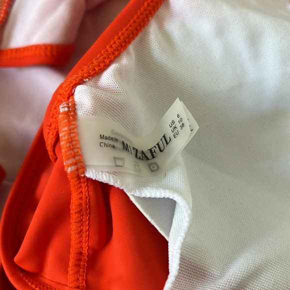 ZAFUL Ruffle High Waisted Backless Swimsuit - Bright Orange M - Picture 6 of 6